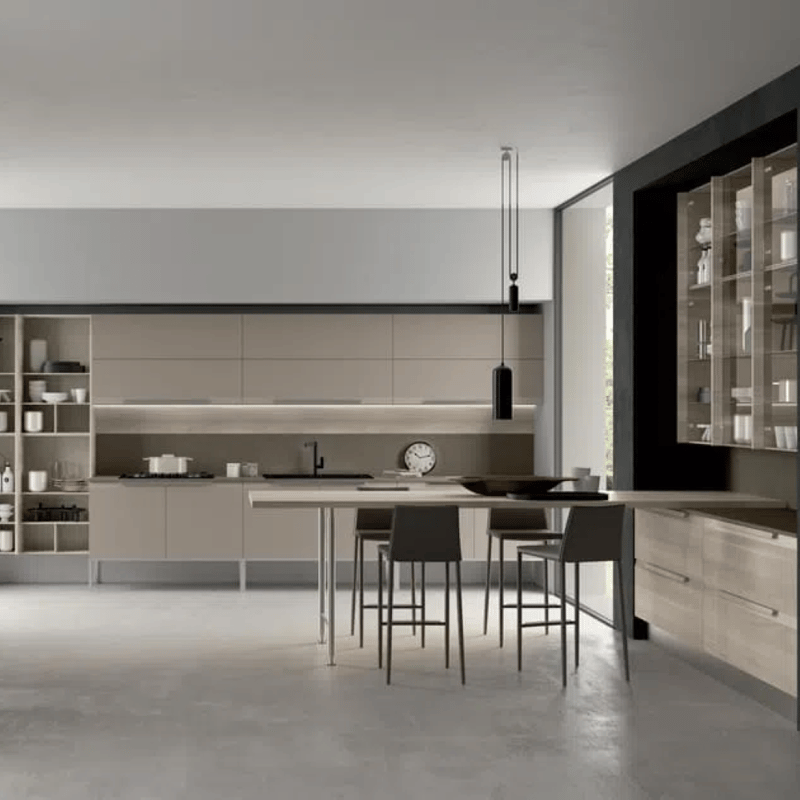 New Modern Modular Eco-Friendly Matt Wood Kitchen Cabinets with Customized Size for Apartment Use