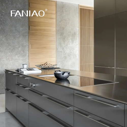 Customized 304 Stainless Steel Integral Kitchen Cabinet with Acrylic Door Panel and Faucet Accessory