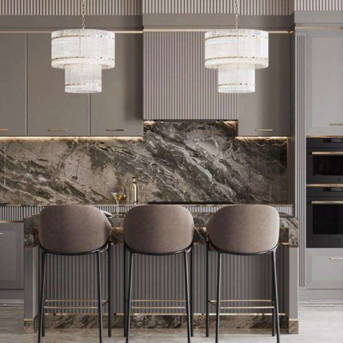 Modern Luxury High Gloss PVC Carcass Granite Countertop Hinge Direct Supplier Modular Design Wood Kitchen Cabinet Islands Dining