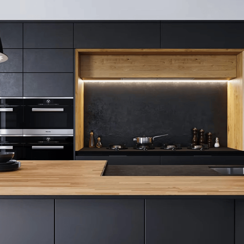 European Modern Kitchen Cabinets with Acrylic Door Panel and Melamine Board Carcase Waterproof Faucet Accessories