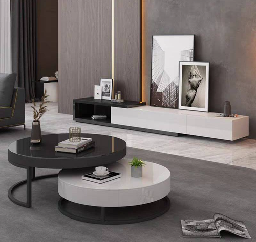 طقم طاولات معيشة فاخر بتصميم دائري عصري