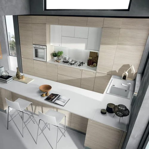 Modern Custom Modular Kitchen Cabinet with Faucet and Artificial Marble Countertop for Apartment Dining Commercial Use