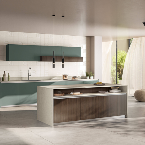 White Color Reeded Glass Door Wall Cabinet Prefabricated Luxury Kitchen American Style Cabinets