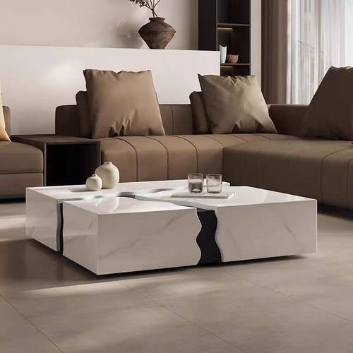Luxury Modern Marble Coffee Table with Customizable Finishes