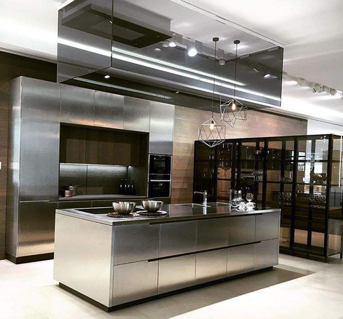 Custom Modern 304 Stainless Steel Kitchen Cabinet Island High Quality Aluminum Simple Design Full Set Solid Wood Sink Hinge