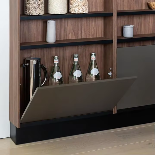 Modern Style Complete Minimalist Modular Wood Grain Melamine Board Kitchen Cabinet Set for Dining Apartment Includes Faucet