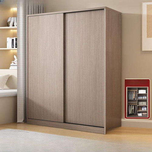 Natural Finish Modern Wooden Sliding Door Wardrobe Closet
