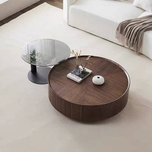 Luxury Modern Coffee Table Set with Walnut Wood Finish