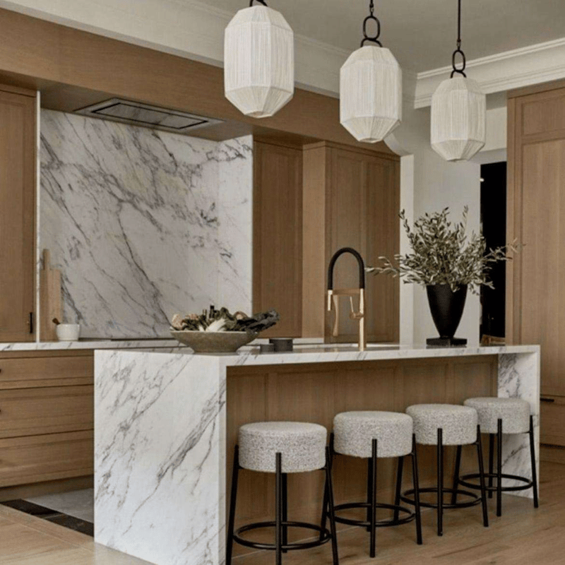 Luxury Solid Wood Walnut Modular Kitchen Storage Cabinet with Faucet for Villa Dining Project