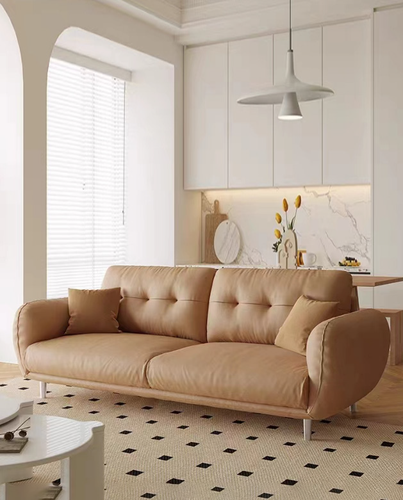 Modern Soft Sofa with Rounded Details and Comfortable Seating