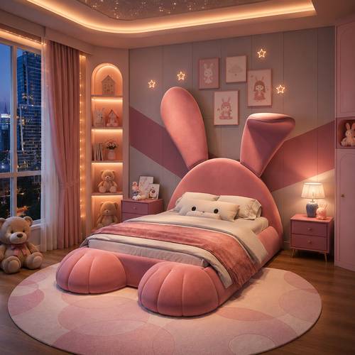 Modern Kids & Next Generation 3D Rabbit Soft Upholstered Bed