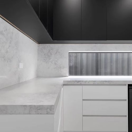 Open-Ended 0 Silica Quartz Stone Surface Luxury Modular Eco-Friendly Modern Dining Kitchen Cabinets White Solid Wood Lacquer