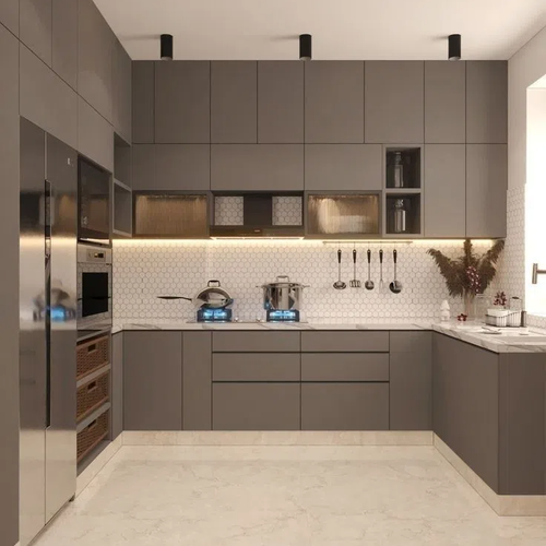 Modern Style L Shaped Designs Kitchen Cabinets Custom Melamine Stainless Steel Unit Wooden Cabinets Kitchen With Sink