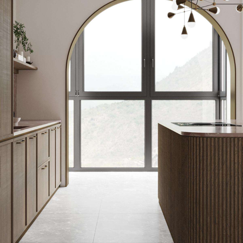 High Quality Storage Acrylic Veneer Door Melamine Board Glass Cupboard Supplies for Dining Mall Use Faucet Full Kitchen Cabinet