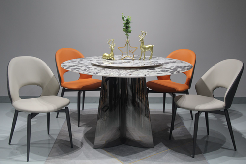 Modern Round Dining Table with Luxury Stone Top