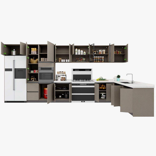 Free Design China Made Modular Kitchen Furniture Modern Melamine Kitchen Cabinets Faucet Included Acrylic Eco-Friendly for Villa