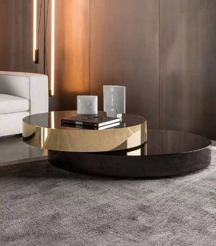 Luxury Coffee Table Set with Stainless Steel Base and Tempered Glass