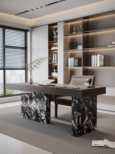 Modern Luxury Executive Desk with Stone Base