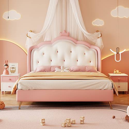 سرير غرف نوم أطفال وبنات مودرن بتصميم تاج الأميرة المنجد بالكامل
