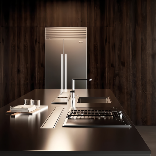 Top Selling Luxury Modular Stainless Steel Kitchen Cabinet with Faucet Modern Design for Qatar Villa