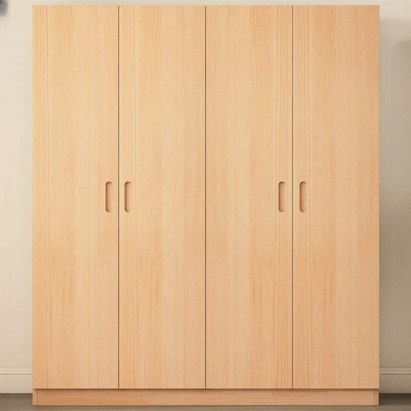 4 Door Solid Oak Wood Organizer Big Closet Wardrobe Modern Simple Style Wooden Wardrobe Closet