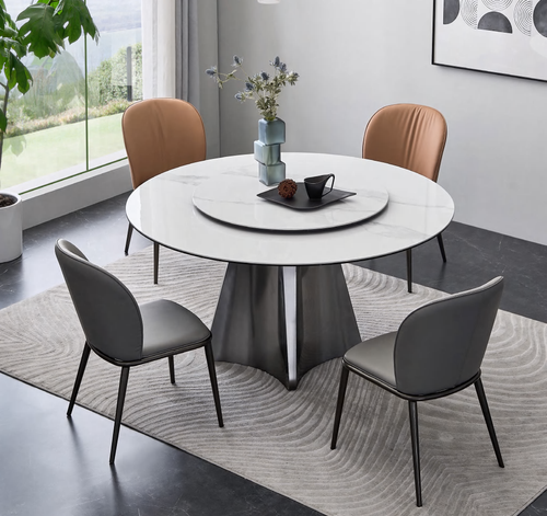 Modern Round Dining Table with Artistic Luxury Base