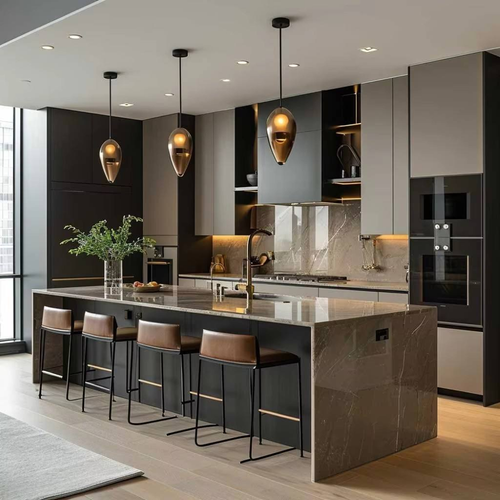 Oak Plywood Modular Eco-Friendly Kitchen Pantry Cupboard MDF Carcase Faucet Dining Modern Contemporary Style Custom-Size Kitchen