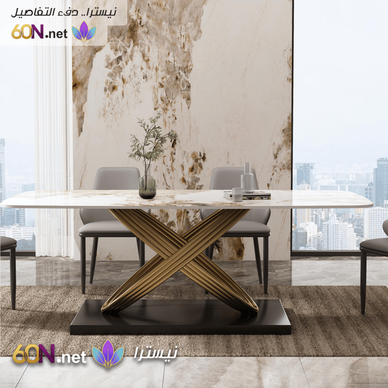 Luxury Chinese Knot Dining Table with Stainless Steel Base
