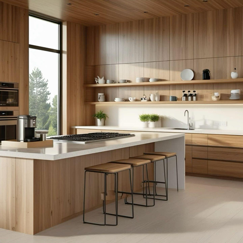 Wholesale Waterproof Smart Modular Kitchen Cabinets with Acrylic Surface Custom Kitchen Pantry Units Plywood Construction