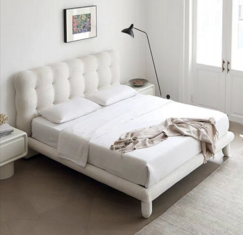 Luxury Modern Upholstered Bed with Rounded Tufted Headboard – Elegant Bedroom Design