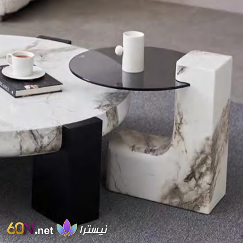 Luxury Marble Coffee Table with Geometric Design