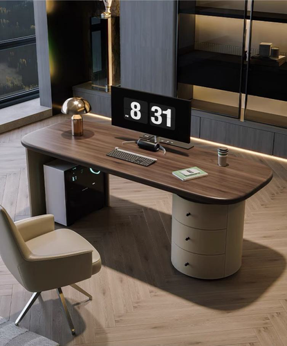 Modern Executive Desk with Elegant Geometric Design