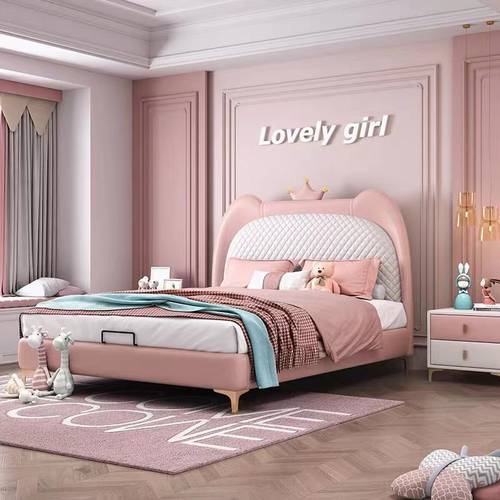 👑 سرير أميرة بتصميم فاخر وتاج ملكي مبطن لغرف البنات العصرية