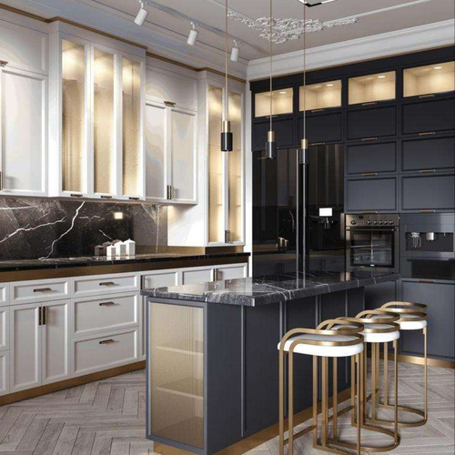 Modern Designs White Solid Wood Kitchen Cabinets with Granite Quartz Countertops and Sink