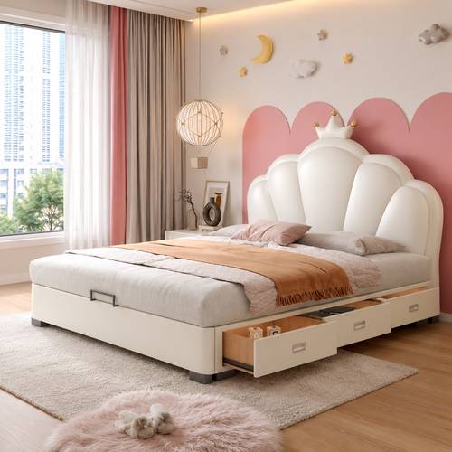 Modern Kids Princess Shell & Crown Storage Bed with Drawers