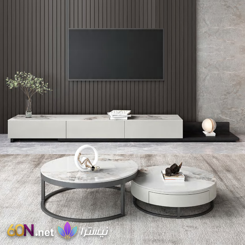 Luxury Living Room Table Set with Chanel Gold Finish