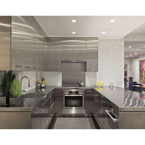 Modern Stainless Steel Kitchen Cabinet Ready to Assemble with Sink Faucet Hinge Drawer Basket Accessories
