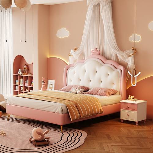 سرير غرف نوم أطفال وبنات مودرن بتصميم تاج الأميرة المنجد بالكامل