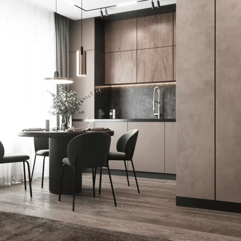 Automatic Factory Hot Sale Luxury Kitchen Cabinet Wood Material Flat Pack Color for Sale