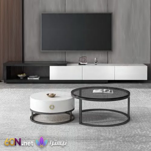 طقم طاولات معيشة فاخر بتصميم دائري عصري