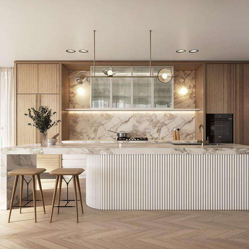 Modern Melamine Kitchen Cabinet Set Small Kitchen Design with Faucet Factory Direct Supply