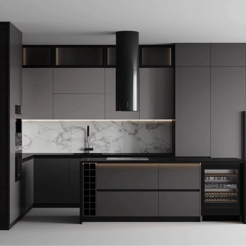 Custom Modern Modular Melamine Wooden Eco-Friendly Kitchen Cabinet Ready Assemble Complete Sets Acrylic Countertop Faucet Hinge