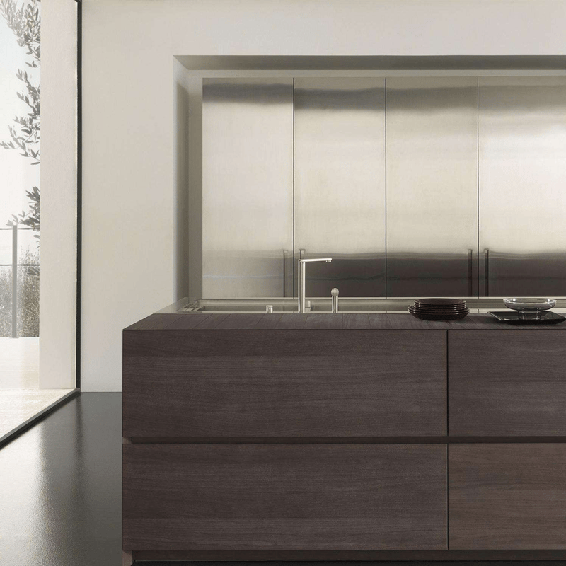 Wholesale Price Apartment Kitchen Design Custom Smart Modular Complete Sets Stainless Steel Kitchen Cabinets Wood Grain Island