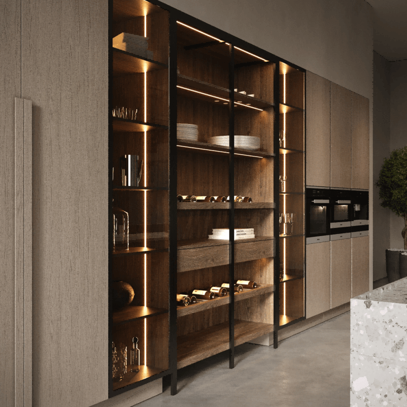 Custom Modern Design PVC Wood Kitchen Cabinets Island Melamine Board Carcase Faucet Modern Villa Kitchen Cupboard Cabinets