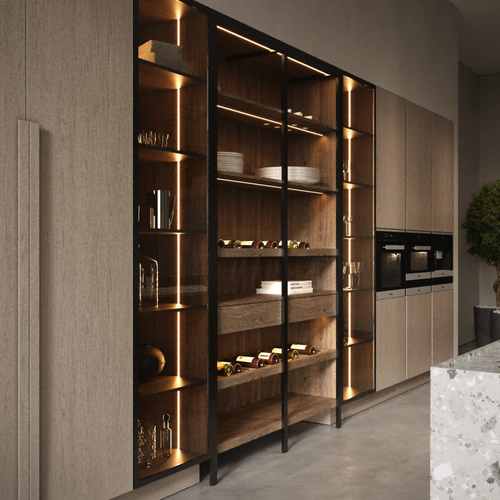 Custom Modern Design PVC Wood Kitchen Cabinets Island Melamine Board Carcase Faucet Modern Villa Kitchen Cupboard Cabinets