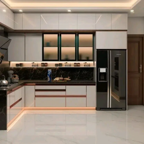 Modern gray kitchen cabinet design with a simple style