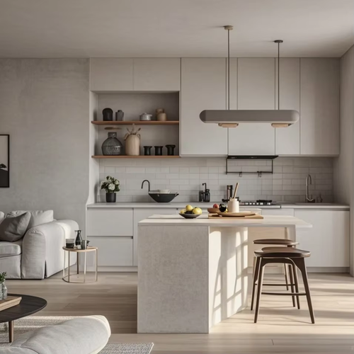 Modern Complete Matt Finish Factory Customized for Residential Projects-for Dining Apartment Faucet Melamine Kitchen Cabinets