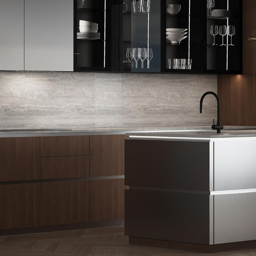 Complete Kitchen Cabinets with Island New Design Oak Wood Veneer Melamine Board Carcase Faucet Accessories