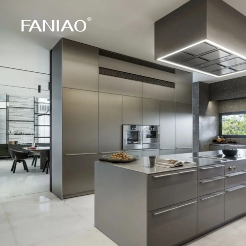 Customized 304 Stainless Steel Integral Kitchen Cabinet with Acrylic Door Panel and Faucet Accessory
