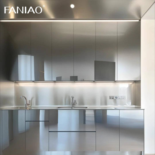 Factory Price Modern Style Melamine Board Eco-Friendly Luxury Modular Kitchen Cabinet Set Quartz Stone Countertop Faucet Villa